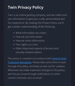 Twin Casino Privacy Policy